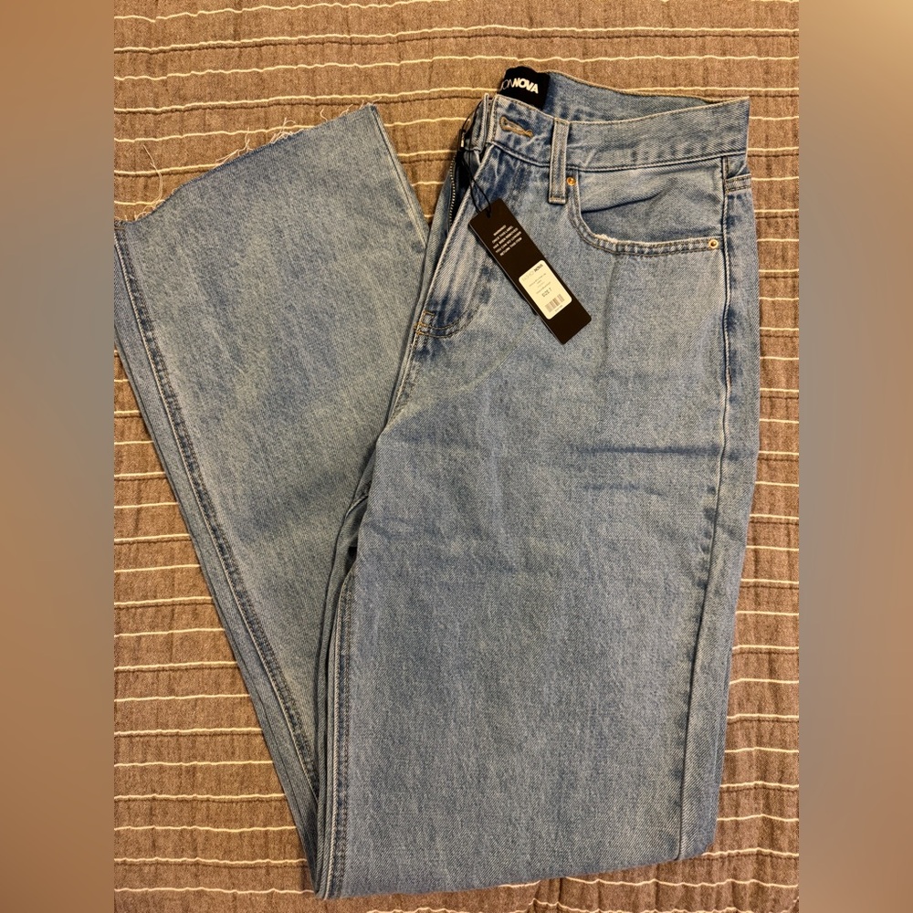 Fashion Nova High Rise Light Blue Straight Jeans